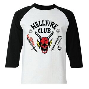 Stranger Things HellFire Club Raglan Baseball Jersey Style T-Shirt size small